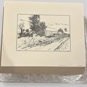 Gallery Eighty Artcards Sutton NH 404-0 sketch drawing covered bridge signed